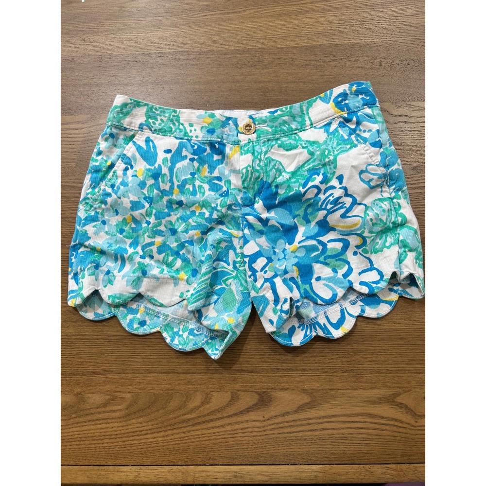 Lilly Pulitzer Buttercup Shorts‎ Scalloped Hem Floral Print Size 00